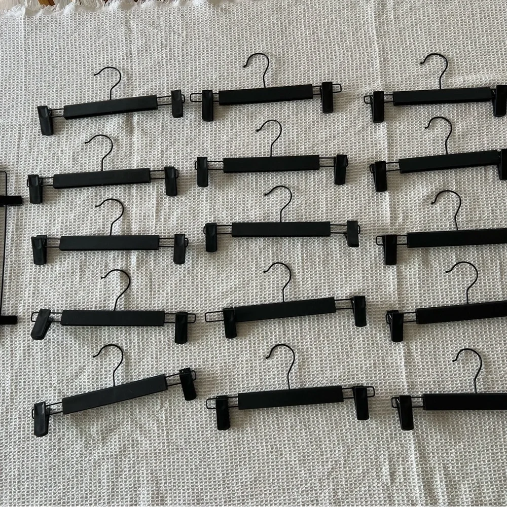 Black Plastic & Metal Pants Hangers for Skirts Trousers Swivel Hook - Set of 22